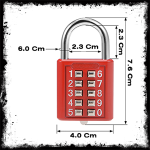Ji & Lian 10 Push Button Padlock Dimensions مشخصات قفل پترنی فشاری ۱۰ عددی