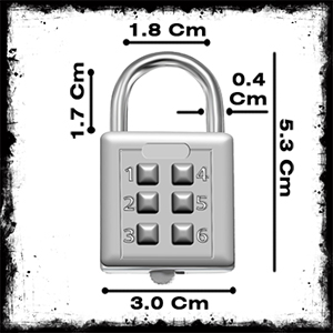 Ji & Lian 6 Push Button Padlock Dimensions مشخصات قفل پترنی فشاری ۶ عددی