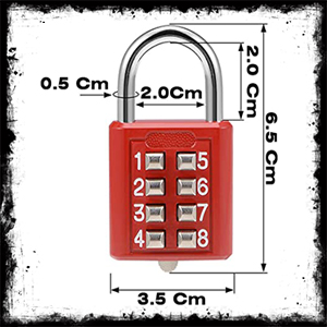 Ji & Lian 8 Push Button Padlock Dimensions مشخصات قفل پترنی فشاری ۶ عددی