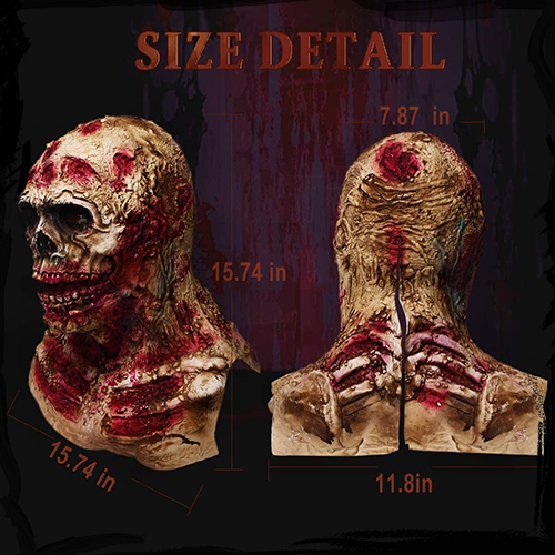 Walking Dead Zombie Halloween Mask Dimensions مشخصات ماسک ترسناک زامبی لاتکس