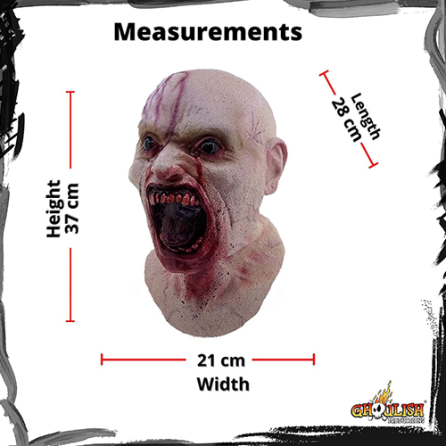 Ghoulish Productions Infected Zombie Halloween Mask Dimensions مشخصات ماسک ترسناک زامبی لاتکس اورجینال مکزیک 