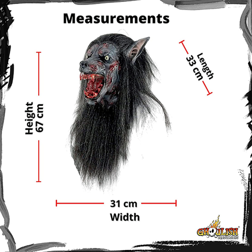 Ghoulish Productions Werewolf Halloween Mask Dimensions مشخصات ماسک ترسناک گرگینه لاتکس اورجینال مکزیک 