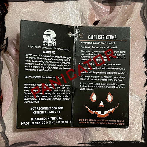 Trick or Treat Lurking Fear Halloween Mask ماسک ترسناک روح جن لاتکس اورجینال مکزیک 
