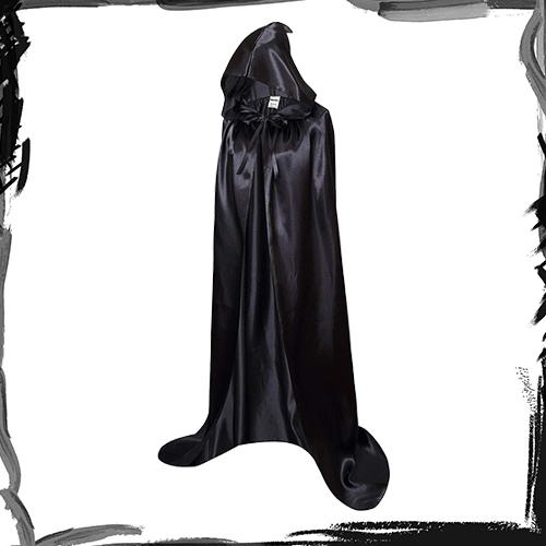 Black Hooded Cloak شنل تمام قد مشکی ساتن اتاق فرار
