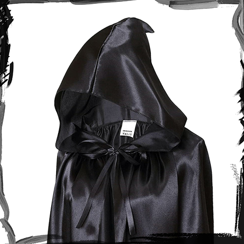 Black Hooded Cloak شنل تمام قد مشکی ساتن اتاق فرار